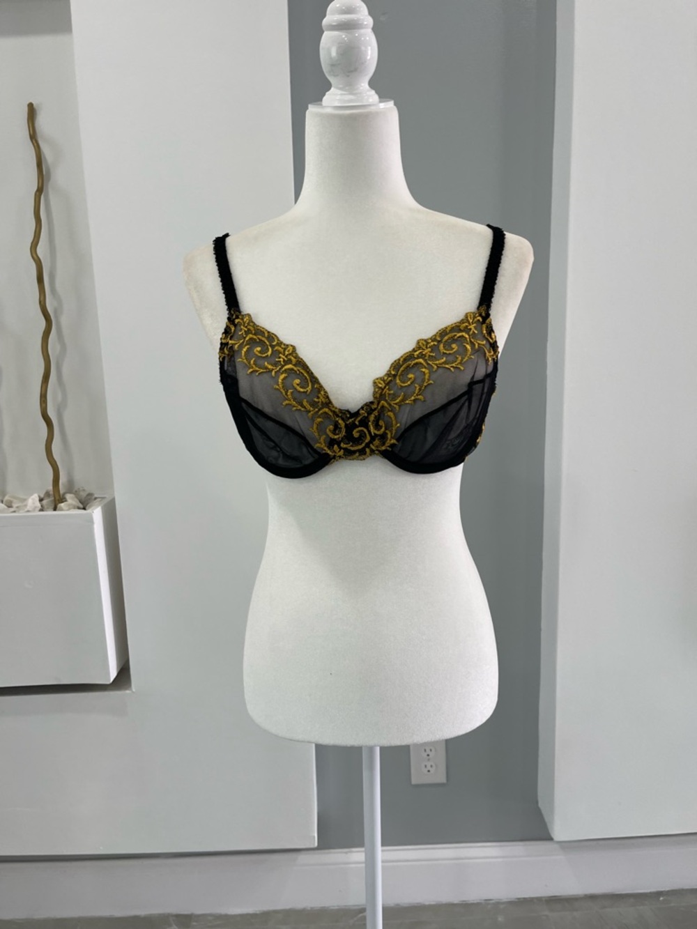 Victoria's Secret Black Bra with Gold Embroidery